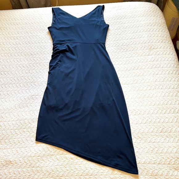 NWT Sam Edelman Navy Ruched Bodycon Sleeveless Midi Dress Size 6 - Picture 6 of 16